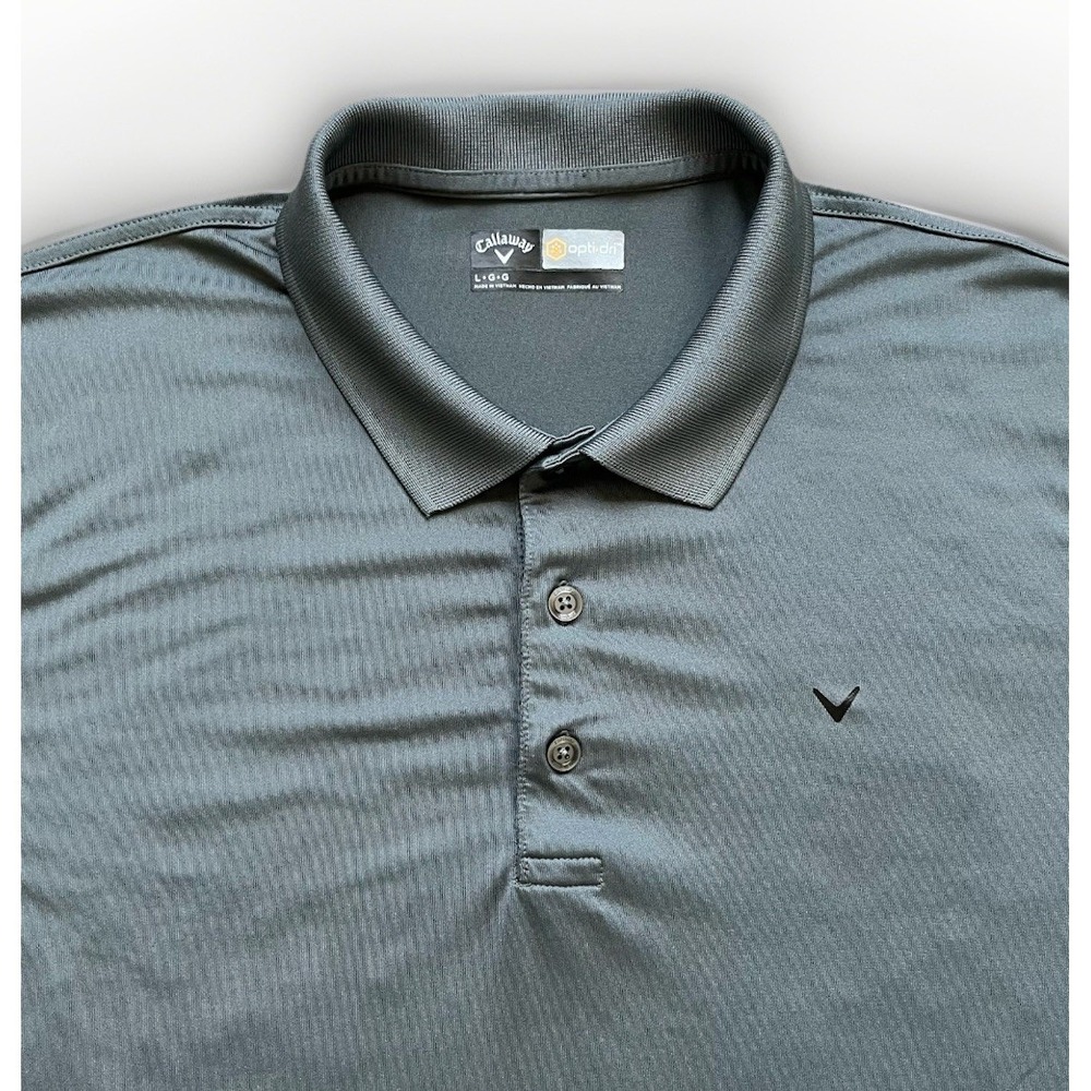 Callaway Opti-Dri Polo Shirt Mens Large Gray Golf Performance Moisture Wicking